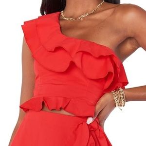 Show me your mumu red ruffle crop top